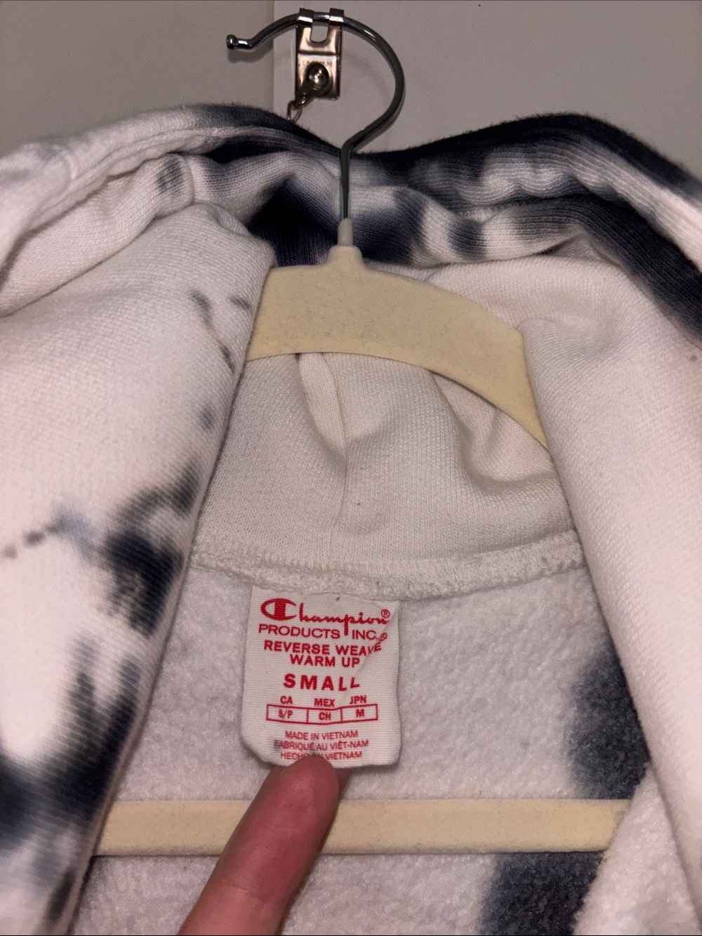 Champion Black & White Tie-Dye Short Sleeve Hoodie - Picture 2 of 2